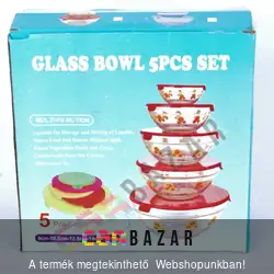 5 részes hőálló üvegtál műanyag tetővel