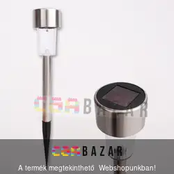 Inox kerti napelemes lámpa, jelzőfény - 30 cm