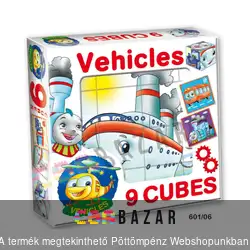 9 kockából álló képkirakó mesekocka - járművek