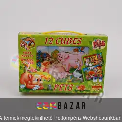 12 kockából álló képkirakó mesekocka, háziállatok Pets