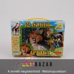12 kockából álló képkirakó mesekocka, afrikai állatok Africa