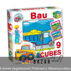 9 kockából álló képkirakó mesekocka - munkagépek