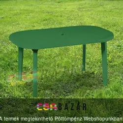 Műanyag kerti ovál asztal zöld színben