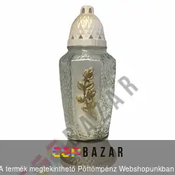 Üveg mécses nagy fehér 28cm fedeles