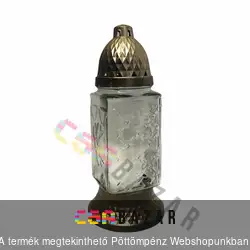 Üveg mécses 24cm antikolt fedeles