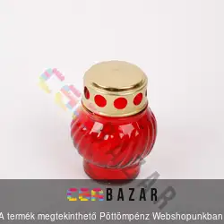 Üveg mécses piros 10cm fém fedeles