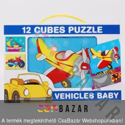 12 kockából álló képkirakó mesekocka járművek