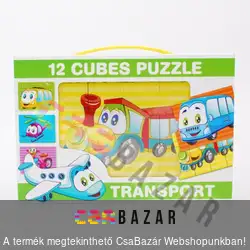 12 kockából álló képkirakó mesekocka bébi járművek