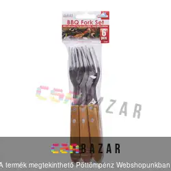 Fa nyelű 6db-os villa BBQ készlet