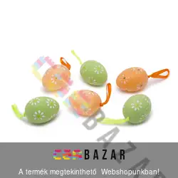 Húsvéti tojás dekoráció akasztóval 6db-os dobozban