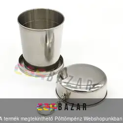 Összecsukható fém turista pohár, kempingpohár