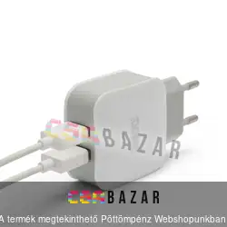 Hálózati adapter 2 USB aljzattal 2.1 A - fehér