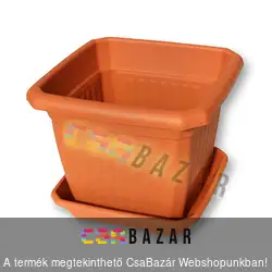 Négyszögletes terrakotta virágcserép alátéttel 50 cm-es