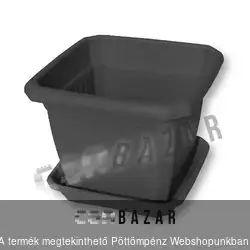 Négyszögletes antracit virágcserép alátéttel 50 cm-es