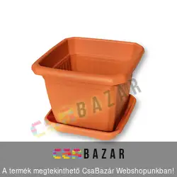 Négyszögletes terrakotta virágcserép alátéttel 30 cm-es