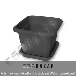 Négyszögletes antracit virágcserép alátéttel 30 cm-es