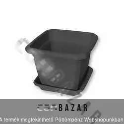 Négyszögletes antracit virágcserép alátéttel 20 cm-es