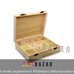 Teafilter tartó doboz - 12 rekeszes 25x20x8 cm