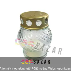 Üveg mécses fehér 10cm fém fedeles