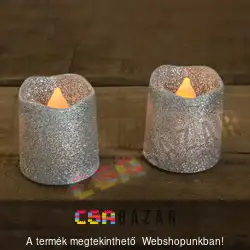 LED-es Teamécses 4,2cm, elemmel - ezüst 2db/csomag
