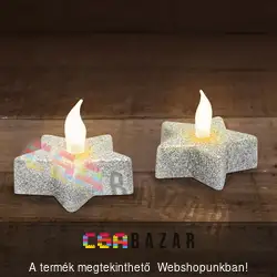 LED-es csillag Teamécses elemmel - ezüst 2db/csomag