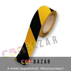 Jelölő öntapadós szalag sárga/fekete 48 mm széles 20 m/tekercs