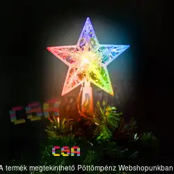 Karácsonyi LED-es csillag csúcsdísz - 10 LED - 15 cm - RGB - 2 x AA