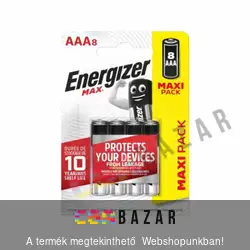 8 db-os Energizer AAA-LR03 1,5V max alkaline micro ceruzaelem csomag