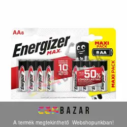 8 db-os Energizer AA-LR6 1,5V max alkaline micro ceruzaelem csomag
