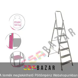 Háztartási fém létra 6 fokos