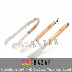 Grillező eszköz szett - 3 db-os - fa nyéllel