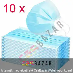 Szájvédő maszk, szájmaszk gumis 3 rétegű 10 db/csomag