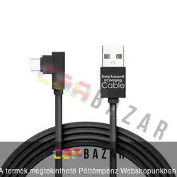 USB GAMER töltőkábel - USB Type-C Android 2m szövet adatkábel fekete