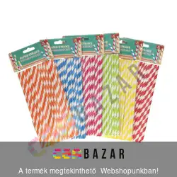 Papír szívószál csíkos mintákkal 16 db-os