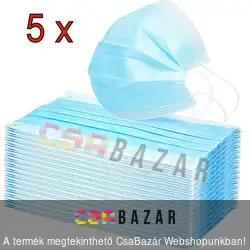 Szájvédő maszk, szájmaszk gumis 3 rétegű 5 db/csomag