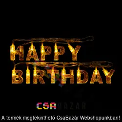 Születésnapi LED-es fényfüzér arany - Happy Birthday 2 m 13 LED - 2 x AA