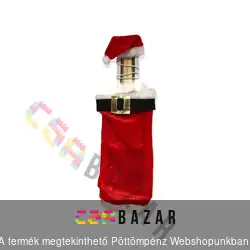 Karácsonyi italos üveg dekor - Mikulás kabát, sapka