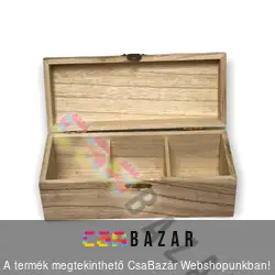Teafilter tartó doboz - 3 rekeszes teli tetővel 20 x 8 x 8 cm natur fa