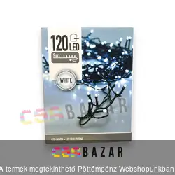 120 Led-es hideg fehér fényfüzér, égősor - IP44