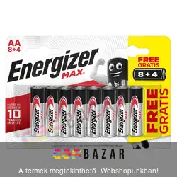 8+4 db-os Energizer AA-LR6, 1,5V, MAX alkaline ceruzaelem csomag