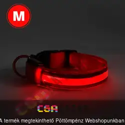 Világítós kutya nyakörv M-es méret - piros - USB-s tölthető