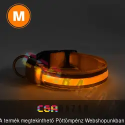 Világítós kutya nyakörv M-es méret - narancssárga - USB-s tölthető