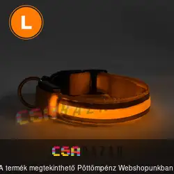 Világítós kutya nyakörv L-es méret - narancssárga - USB-s tölthető