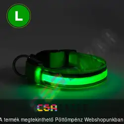 Világítós kutya nyakörv L-es méret - zöld - USB-s tölthető