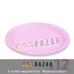 Papírtányér szett rózsaszín - 23 cm - 12 db / csomag