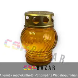 Üveg mécses sárga 10cm fém fedeles