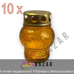 Üveg mécses sárga 10 cm - 10 db fém fedeles