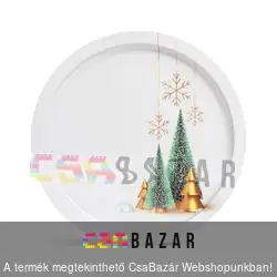 Fém tálca - Karácsonyi, szürke 31 cm