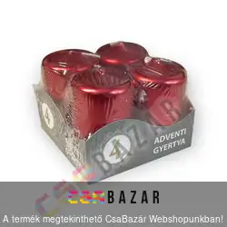 Adventi gyertya 4 db-os piros-metál