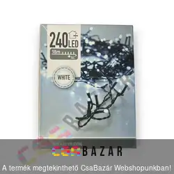 240 Led-es hidegfehér fényfüzér, égősor 21 m